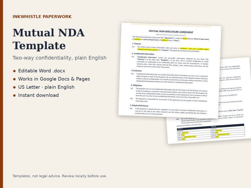 Mutual NDA Template preview