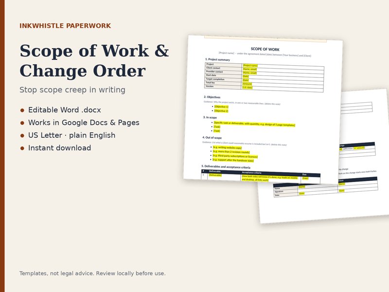 Scope of Work & Change Order preview